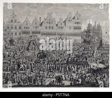 N/A. Anglais : l'Ommegang sur le Meir, à Anvers. Imprimer par Gaspar Bouttats, 1685, publié par Hieronymus Verdussen III . 26 août 2011. Gaspar Bouttats Ommegang de 425 op de Meir - Gaspar Bouttats Banque D'Images