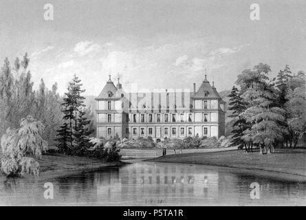 N/A. Deutsch : Mischtechnik des Schlosses Ancy-le-Franc, Südfassade . 1845. Victor Petit 334 Chateau d'Ancy-le-Franc - Gartenfassade - Petit 1845 Banque D'Images