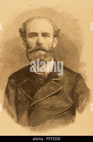 Jose Maria Casado del The Alisal (1832-1886). Peintre espagnol. Gravure par Arturo Carretero dans l'illustration espagnole et américaine, 1886. Banque D'Images