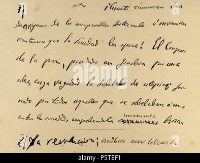 Emilio Castelar (1832-1899). Homme politique espagnol. Président de la Première République Espagnole. Fac-similé de la dernière page écrite par Emilio Castelar. La gravure à l'illustration artistique, 1899. Banque D'Images