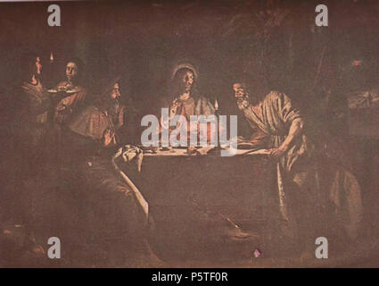 N/A. Italiano : 'Cena à Emmaüs', olio su tela, Chiesa dell'Annunziata, Levanto, Italie . 1641. Giovanni Battista Casoni Casoni 280 Cena Emmaüs Banque D'Images