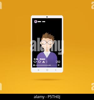 La conception d'application streaming videa Mobile. Live TV app avec l'air sur l'utilisateur Illustration de Vecteur