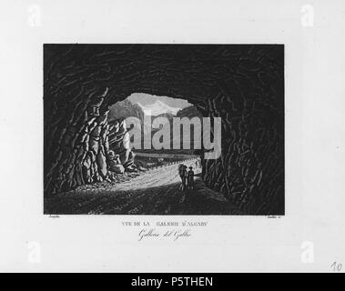 N/A. Italiano : Libro : 'Guida da Milano une Ginevra Sempione con 40 pel vedute ed una carta geografica', Lory/Landini, Galleria del Gabbio English : livre : 'voyage' du Simplon, Lory/Landini, Vue de la Galerie d'Algaby . vers 1822. Ferdinando Artaria 317 CH-NB-Guida da Milano une Ginevra Sempione con 40 pel vedute ed una carta geografica-19443-page026 Banque D'Images