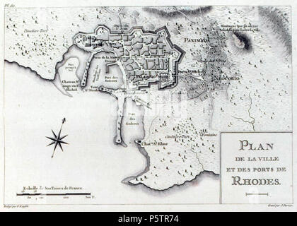 N/A. Plan de la ville de Rhodes. 1782. Marie-Gabriel-Florent-Auguste de Choiseul-Gouffier Choiseul-Gouffier 341 p60 1782 Banque D'Images