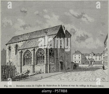 438 derniers restes de l'église de Saint-Jean de Latran et vue du Collège de France, 1854 Banque D'Images