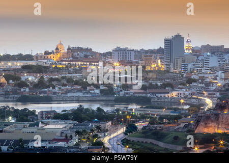 L'horizon de l'historique centre classé au Patrimoine Mondial de l'Unesco de la ville de Carthagène, sur la côte caraïbe de la Colombie, en Amérique du Sud Banque D'Images