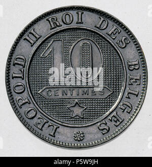 364 Coin être 10c Léopold II lion rev fr 31 Banque D'Images