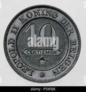 364 Coin être 10c Léopold II lion rev NL Banque D'Images