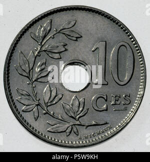364 Coin être 10c Léopold II rev fr 35 Banque D'Images