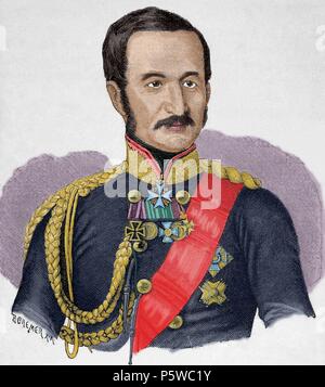 Adolf von Bonin (1803-1872). Général prussien. La gravure à l'histoire universelle, 1885. De couleur. Banque D'Images