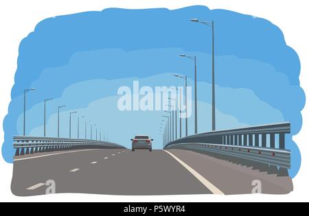 Road noir blanc art graphique de vecteur illustration croquis du paysage Illustration de Vecteur