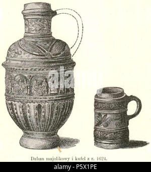 N/A. Deutsch : Majolika Krug und Bierkrug (Maßkrug Humpen, von 1624 ] - Illustration aus Z. Glober's 'Encyklopedia staropolska' Anglais : Image de Z. Gloger's 'Encyklopedia staropolska' English : Cruche Majolique et masse, illustration de l' Encyklopedia starpolska. Polski : j'majolikowy Dzban kufel z r. 1624 Encyklopedii staropolskiej Ilustracja - z Z. Glogera redniowieczny Dzban szklany . Entre 1900 et 1903. Zygmunt Gloger (1845-1910) Description historien russe, archéologue, géographe et ethnographe Date de naissance/décès 3 Novembre 1845 16 août 1910 / 15 août 1910 Loca Banque D'Images