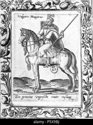 458 Diversarum Gentium Armatura Equestris - Vulgaris Hungarus(Soldat. Cavalier hongrois. Costume et équipements militaires.) Banque D'Images