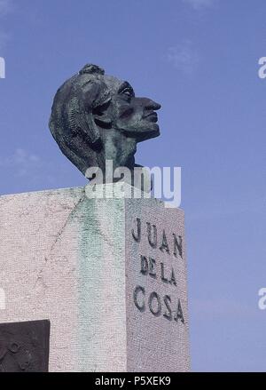 MONUMENTO A JUAN DE LA COSA - MARINO CONQUISTADOR Y CARTOGRAFO NACIDO EN SANTOÑA - 1975. Auteur : Cristina Carreño (20e siècle). Lieu : extérieur, Santander, Cantabria, ESPAGNE. Banque D'Images