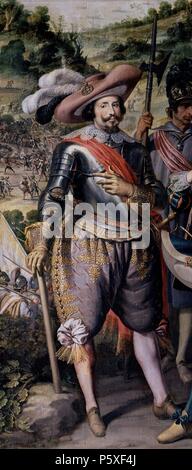 "La récupération de l'île de San Cristobal" (détail), 1634, huile sur toile. Auteur : Félix Castello (1595-1651). Emplacement : Museo del Prado-PINTURA, MADRID, ESPAGNE. Banque D'Images