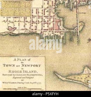 N/A. Anglais : Site par Charles Blaskowitz. Un plan de la ville de Newport (Rhode Island). Londres : Faden, 1777. La main, la gravure. [1] . 1777. Charles Blaskowitz 491 Carte de points d'Easton Banque D'Images