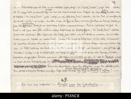 N/A. Anglais : Friedrich Nietzsche, Ecce homo ; dernière page (no. 44) du manuscrit. Deutsch : Seite 44 (letzte Seite) des Manuskripts Friedrich von Nietzsches Ecce homo. 1888. Friedrich Nietzsche (1844-1900) Noms alternatifs Friedrich Wilhelm Nietzsche, philosophe allemand Description philosophe et poète Date de naissance/décès 15 Octobre 1844 25 août 1900 Lieu de naissance/décès Röcken Weimar période de travail, lieu de travail du 19e siècle ; Bonn Leipzig ; Bâle ; contrôle de l'autorité de Weimar : Q9358 VIAF:89798474 ISNI:0000 0001 2282 8181 ULAN:500222156 RCAC:n:NLA79021132 35471497 Eh 497 WorldCat Banque D'Images