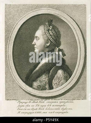 N/A. Anglais : Catherine II de Russie, l'impératrice de Russie, Catherine II la Grande (1729-1796) Deutsch : Katharina II. die Große (1729-1796) Zarin von Russland : , , , ( 1758 ). II , , , , , . , II ' '. , , , , . . , , (1743-1810) , II : ' , , , , ' 4 , . .. , .. . 1762. Chemesov Yevgraf Rotari après 516 profil gravé de Catherine II par F.Chemesov Rotari après (1762) Banque D'Images