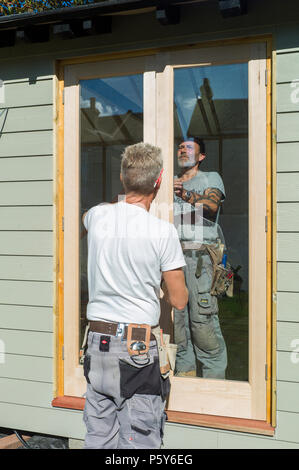 La construction d'un studio dans un jardin Herne Bay Kent UK Banque D'Images