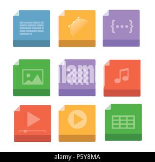 Ensemble de formats de fichier de document et les étiquettes des icônes Illustration de Vecteur