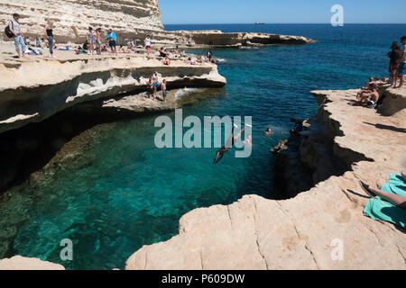 MALTE Marsaxlokk Piscine Saint Pierre Banque D'Images