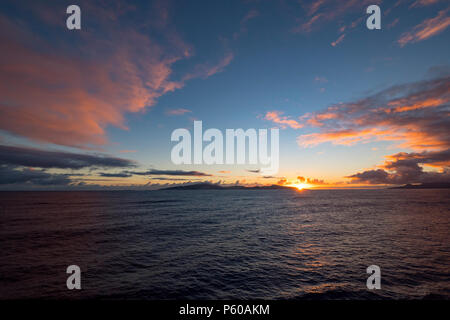 Le lever du soleil, Raiatea, Polynésie Française, Pacifique Sud Banque D'Images