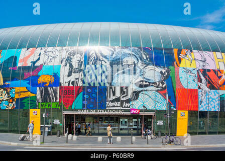 La gare de Strasbourg, à la gare, Strasbourg, Alsace, France Banque D'Images