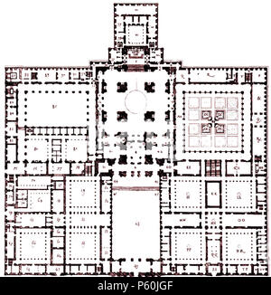 N/A. Plan de l'anglais : le monastère de San Lorenzo de El Escorial. No 48 : Cour des Rois. Español : Traza del Monasterio de El Escorial. 1591. 'Y' Escaneo limpieza de la imagen por Juan Rafael de la Cuadra 525 Escorial traza def Banque D'Images