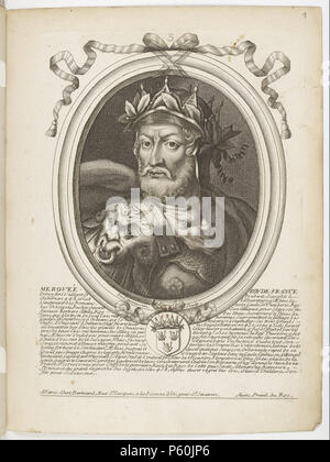 531 estampes par Nicolas de Larmessin.f012.Mérovée, roi des Francs Banque D'Images