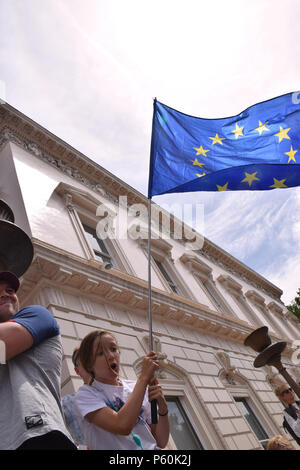 Démo, anti Brexit London 23 Juin 2018 Royaume-Uni. Campagne pour un vote du peuple sur l'accord final Brexit. Banque D'Images