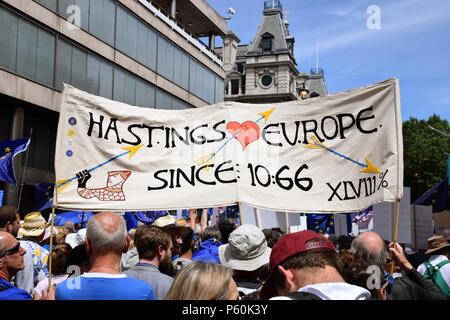 Démo, anti Brexit London 23 Juin 2018 Royaume-Uni. Campagne pour un vote du peuple sur l'accord final Brexit. Banque D'Images