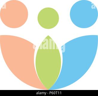 Famille logo vector, les parents aiment l'icône, emblème d'adoption, résumé laisse modèle logotype. Illustration de Vecteur