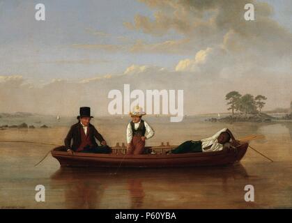 James Goodwyn Clonney (1812-1867). Le peintre américain. Partie de pêche sur Long Island Sound off New Rochelle, 1847. Musée Thyssen-Bornemisza. Madrid. L'Espagne. Banque D'Images