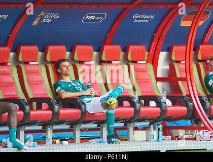 Allemagne - Corée du sud, football, Kazan, 27 juin 2018 Thomas Mueller, DFB 13 Triste, Déçu, en colère, d'émotions, de déception, de frustration, frustration, tristesse, désespoir, désespoir, ALLEMAGNE - RÉPUBLIQUE DE CORÉE 0-2 FIFA World Cup 2018 la Russie, Groupe F, de la saison 2018/2019, le 27 juin 2018 K un stade z a n - a r e n a à Kazan, Russie. © Peter Schatz / Alamy Live News Banque D'Images