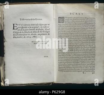 LIBRO : EL INGENIOSO hidalgo Don Quijote DE LA MANACHA. AUTOR : MIGUEL DE CERVANTS SAAVEDRA. PRIMERA EDICION DE 1605. Banque D'Images