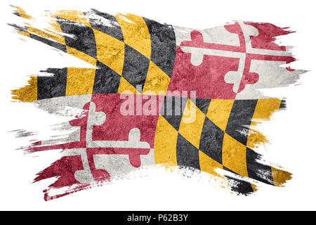 Grunge drapeau de l'état du Maryland. Drapeau Maryland coup de pinceau. Banque D'Images