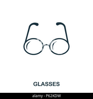 L'icône de lunettes. L'icône de style de ligne design. L'ASSURANCE-CHÔMAGE. Illustration de l'icône de lunettes. Les pictogrammes isolé sur blanc. Prêt à utiliser dans la conception de sites web, applications, logiciel, imprimer. Banque D'Images