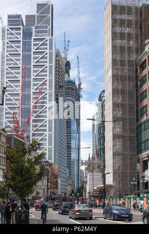 Les travaux de construction en cours sur les nouveaux gratte-ciel de bureaux commerciaux à Bishopsgate, Londres, Angleterre, Royaume-Uni Banque D'Images