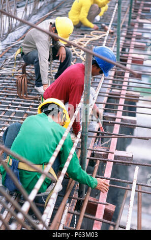 Renfort de fixation pour la plate-forme de bétonnage sur les deux ponts du séjour, Mega Bridge, Bangkok, Thaïlande Banque D'Images