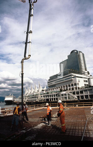 Dalle de base pour la nouvelle extension pour le congrès à Vancouver qui sera utilisé pour les Jeux Olympiques d'hiver de 2010 comme media center, Colombie-Britannique, Canada Banque D'Images