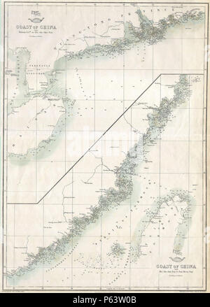 1863 'Cassell's Atlas de répartition' Plan de Taïwan - Formosa ^ la côte de Hainan Chine - Geographicus - CoastofChina-dispatch-1863. Banque D'Images