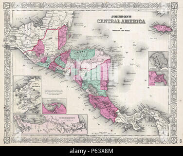 1866 Johnson Site de l'Amérique centrale - Geographicus - CentralAmerica-johnson-1866. Banque D'Images