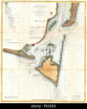 1866 U.S.C.S. Plan de Cape Fear et environs, Caroline du Nord - Geographicus - CapeFearRiver3-Cu-1866. Banque D'Images