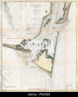 1866 U.S.C.S. Plan de Cape Fear et environs, Caroline du Nord - Geographicus - CapeFearRiver-Cu-1866. Banque D'Images