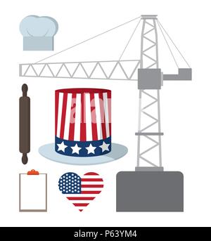 Ensemble d'éléments de la fête du travail vector illustration graphic design Illustration de Vecteur