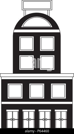 La façade de l'immeuble hôtel dans le toit de panneaux noir et blanc illustration vectorielle Illustration de Vecteur