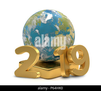 L'année 2019 Organisation mondiale de la planète terre 3d-illustration Banque D'Images