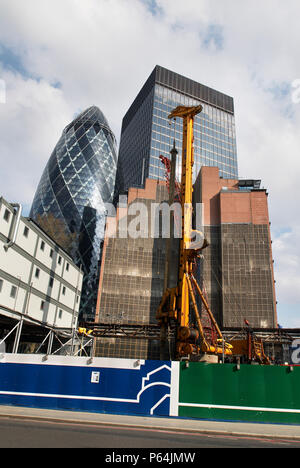 L'empilage en cours sur la Bishopsgate Tower - l'Apogée, architecte Kohn Pedersen Fox conçue, City of London, UK Banque D'Images