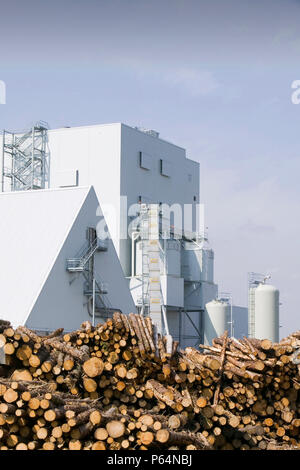 E.ON sur les biocarburants power station à Lockerbie en Écosse avec approvisionnement en bois.La centrale électrique est alimentée à 100 % par le bois provenant de forêts locales et gen Banque D'Images