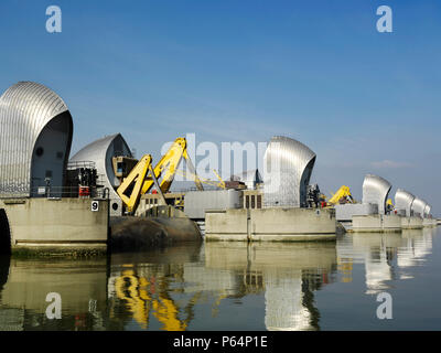 Thames Barrier Test annuel Clôture Banque D'Images